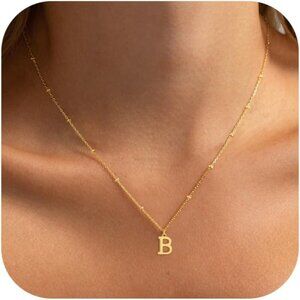 Dainty & Adjustable Gold Initial Necklace - Personalized Charm Jewelry for Women